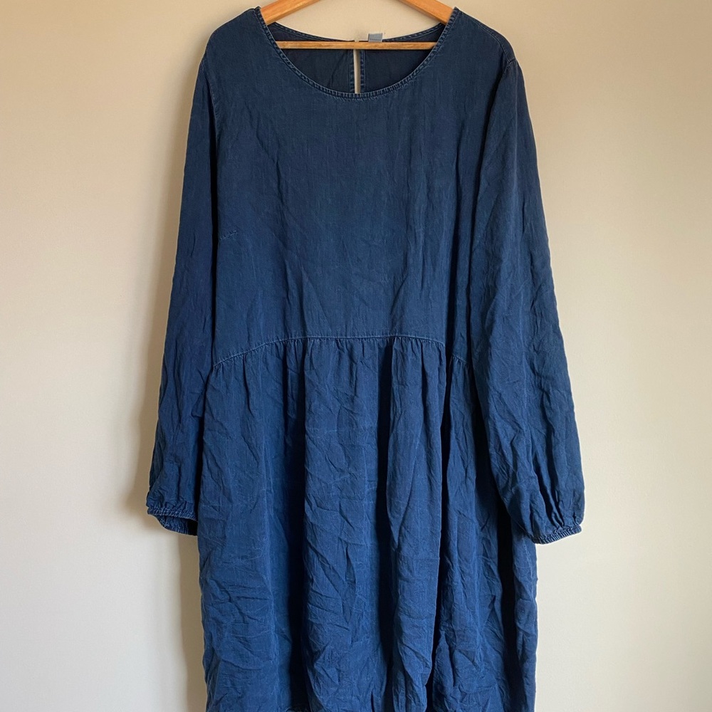 Old Navy XXL Tall Dark Blue Soft Denim Long Sleeve Dress